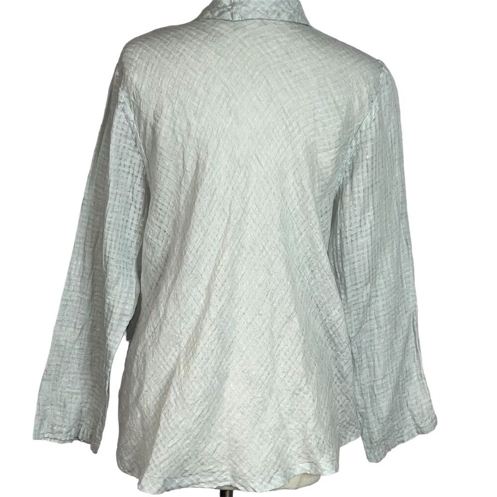 Flax Pale Blue Textured Open Front Jacket - Picture 2 of 11